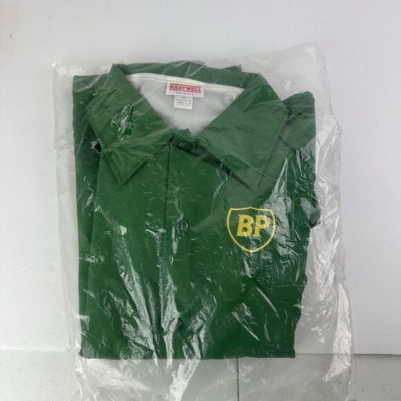VTG Green BP Logo Jacket Gas Station Attendant Workwear Coat Men's L USA Made - Picture 3 of 13